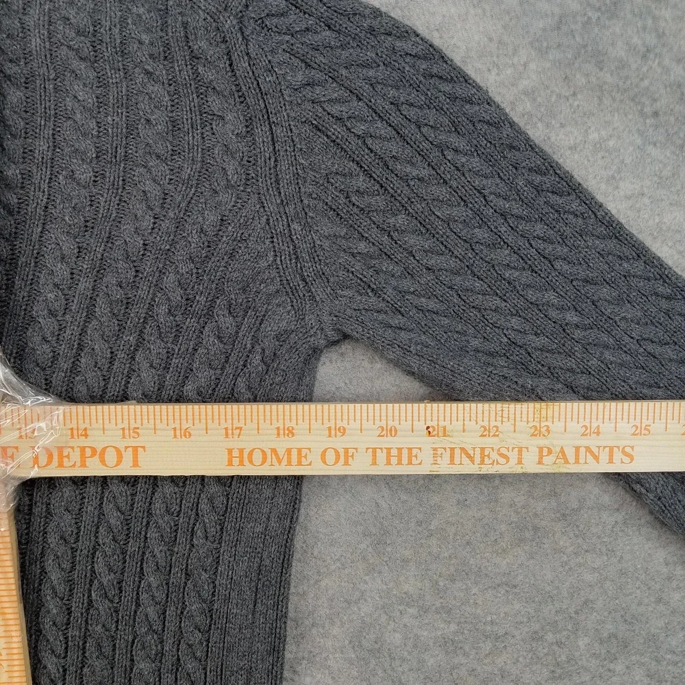Amazon Sweater Mens Large Gray 100% Cotton‎ Cable Knit Crewneck Pullover Casual